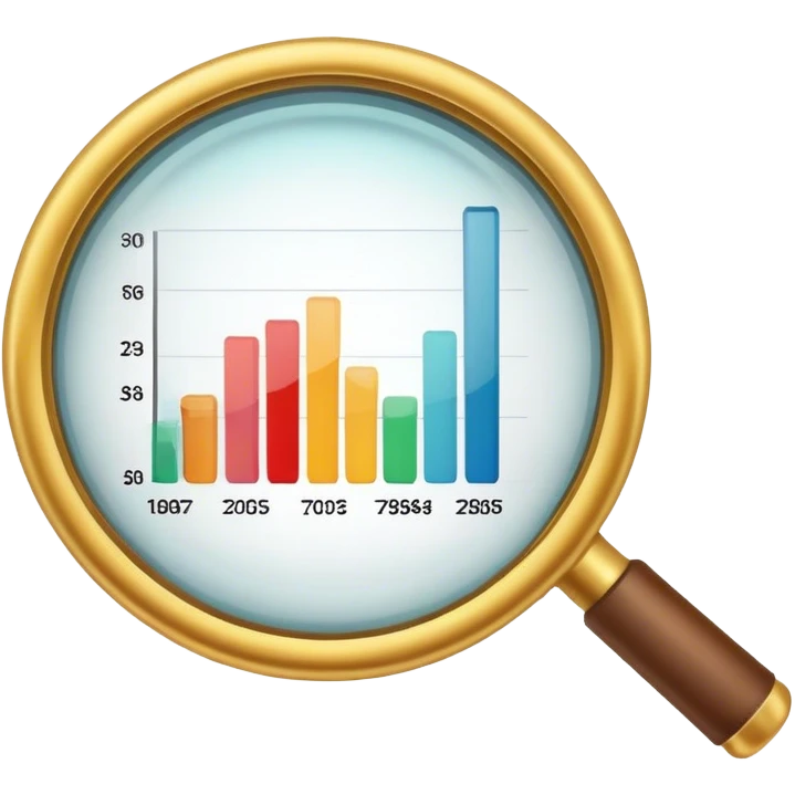 Magnifying glass over a data chart emoji