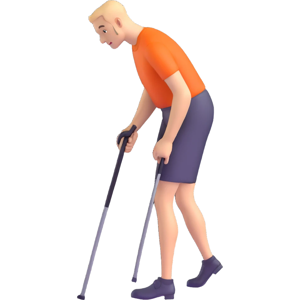 man with a physical disability, such as a prosthetic leg or using a cane emoji
