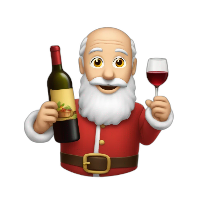 Le père noël avec une bouteille de vin emoji