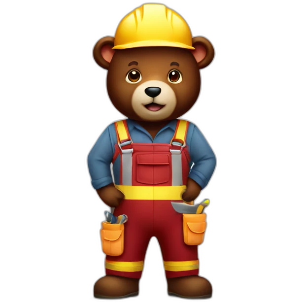cute burgundy bear construction worker emoji