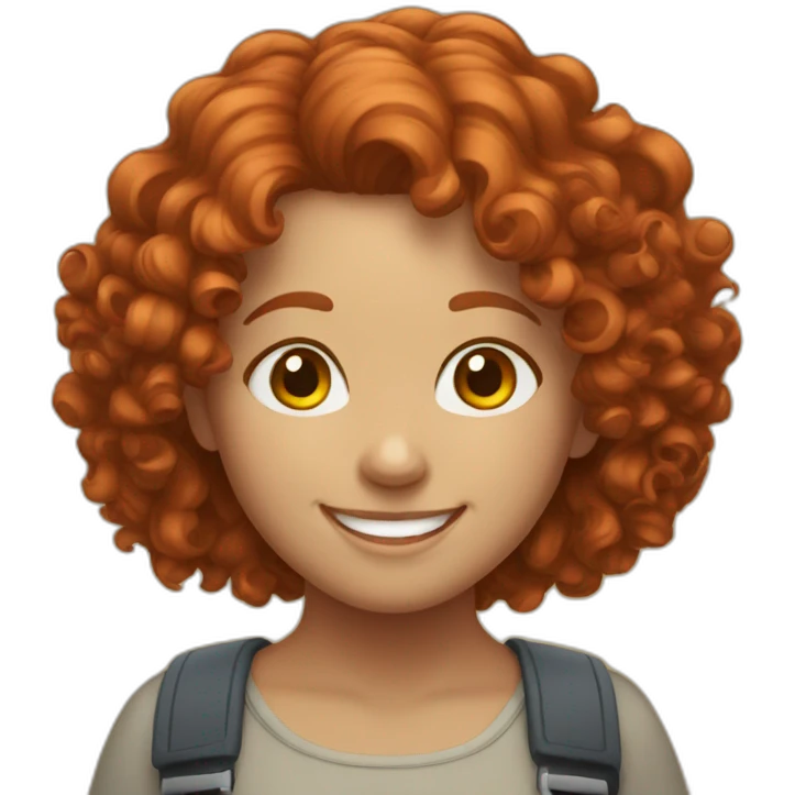 redheaded curly-haired girl smiling emoji