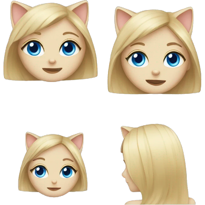 Cat with blonde girl and Blue eyes emoji