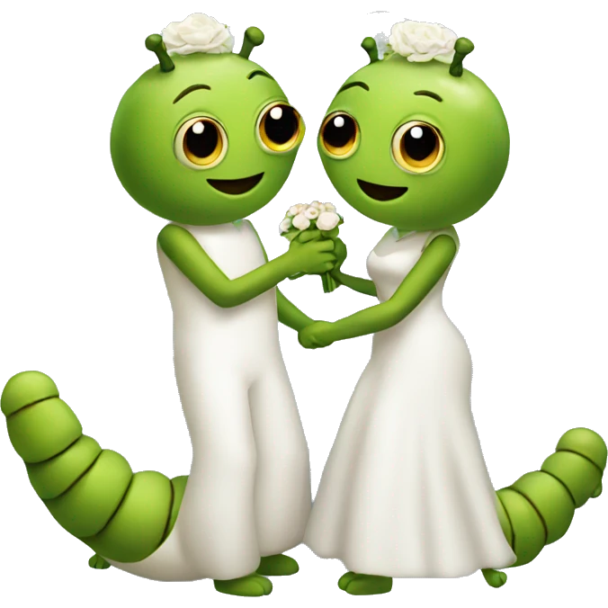 Two caterpillars getting married emoji