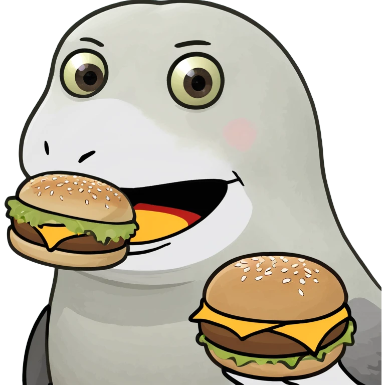 seagull with a hamburger  emoji