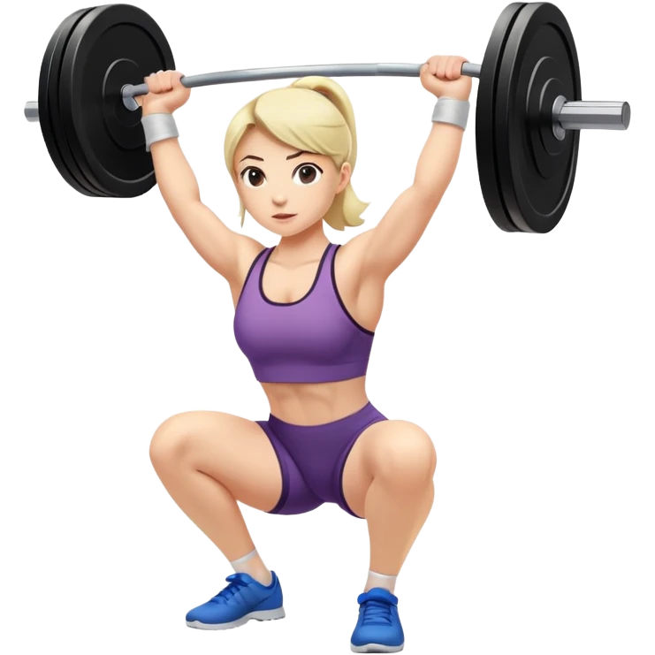 Woman doing barbell exercise like the Clean&Jerk or Snatch emoji