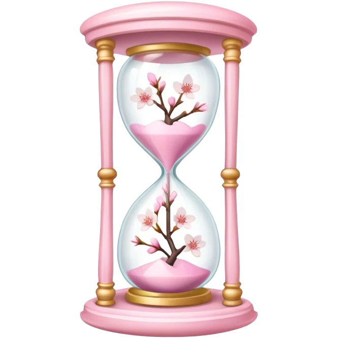 Pink pastel and white Cherry Blossom hourglass emoji