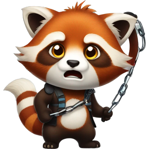 angry red panda holding a leash emoji