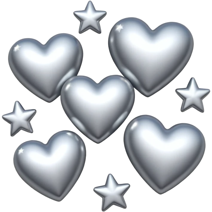 Silver hearts and stars emoji