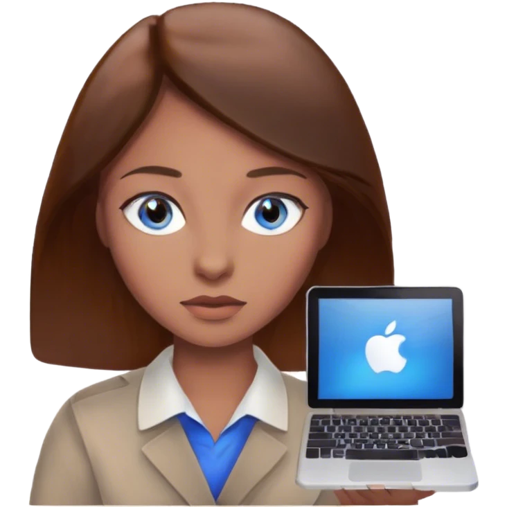 girl with blue eyes,  hair working with Mac  emoji
