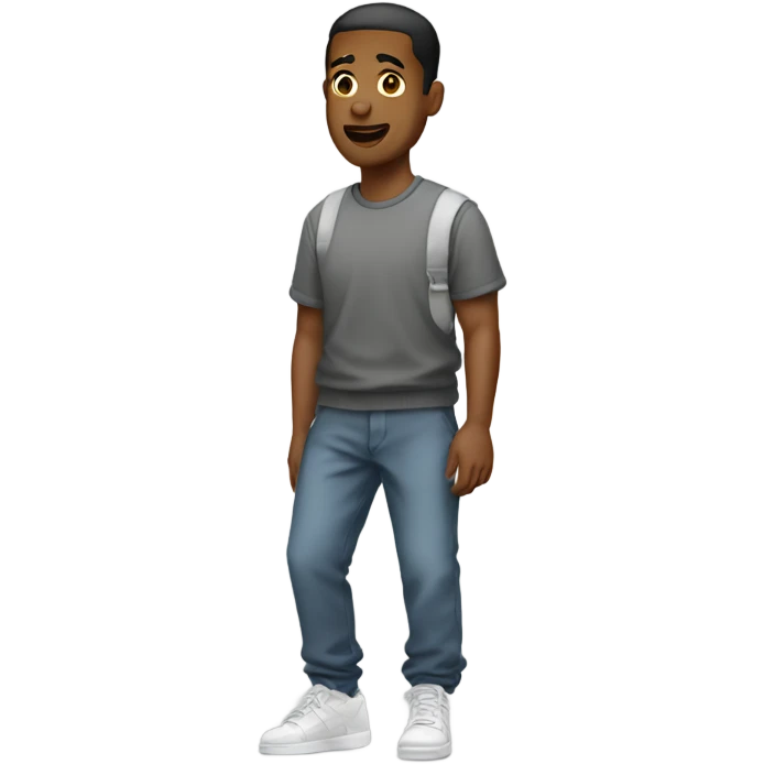 Guy wearing crew neck with baggy pants and sneakers emoji