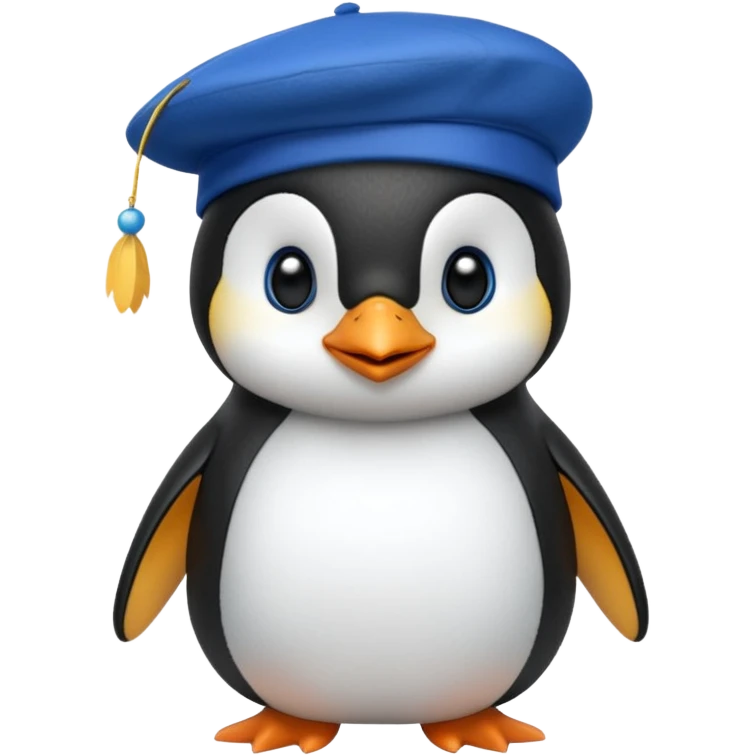 Penguin with blue beret hat emoji