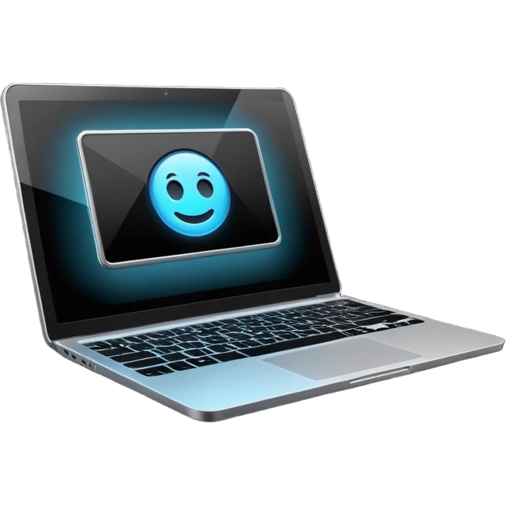 laptop with a software application on screen, simple, clear, no text emoji