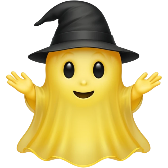 Yellow ghost with tiny black hat emoji