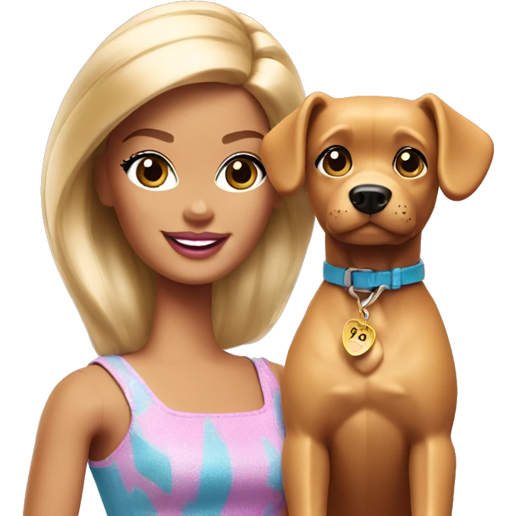 Barbie with dog emoji