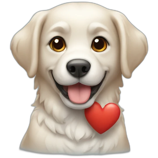 dog with a heart near emoji