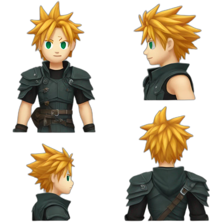 Ginger cloud strife with midgar clothes black emoji