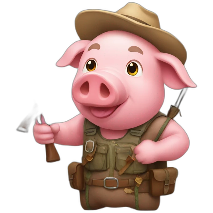 Pig whith hunter emoji