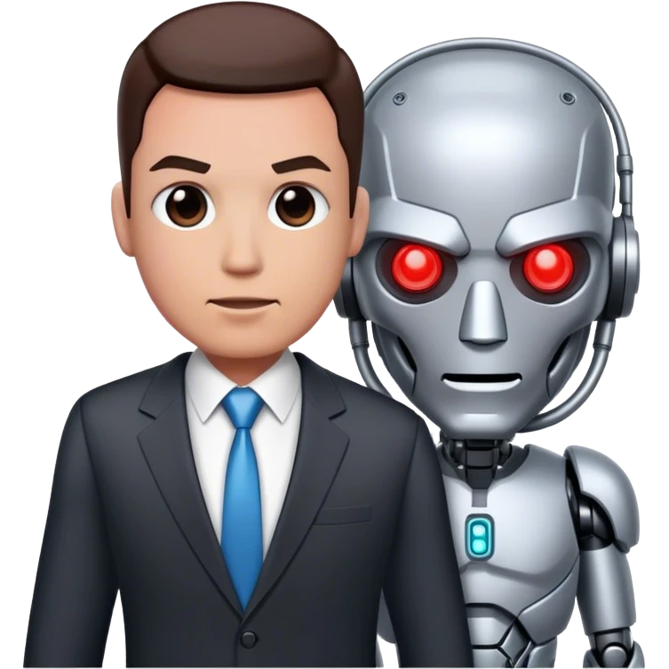 cyborg with business man emoji