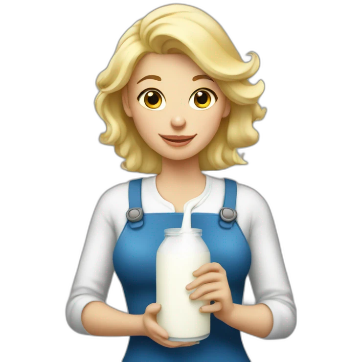 blonde woman holding milk emoji