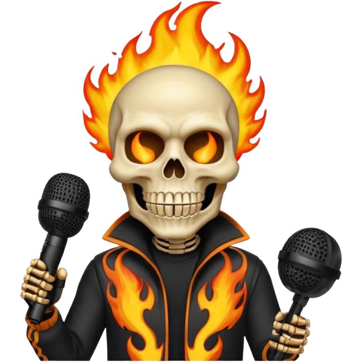 creame un emote de la skin Inferno Skeleton Balvin de fortnite, es naranja la skin emoji