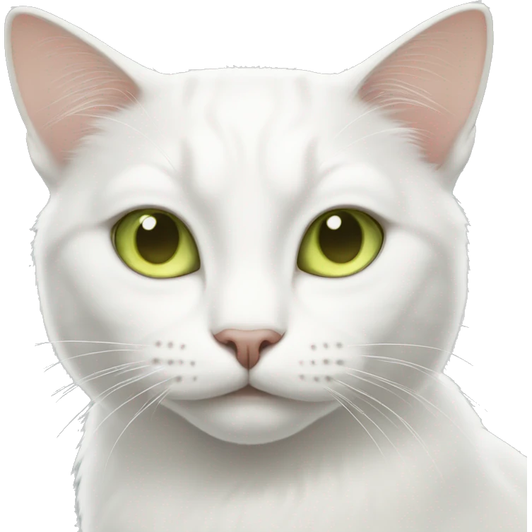 white cat with yellowish-green eyes emoji