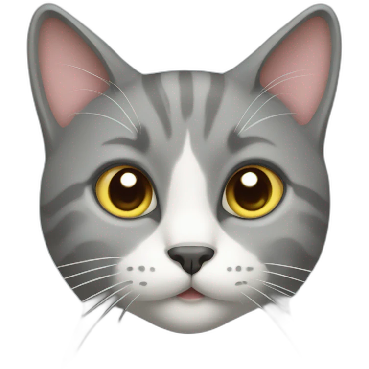 Grey cat with heart shaped nose emoji