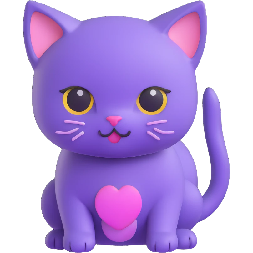 Make the kitten purple, keep the 3d emoji style, no background. emoji