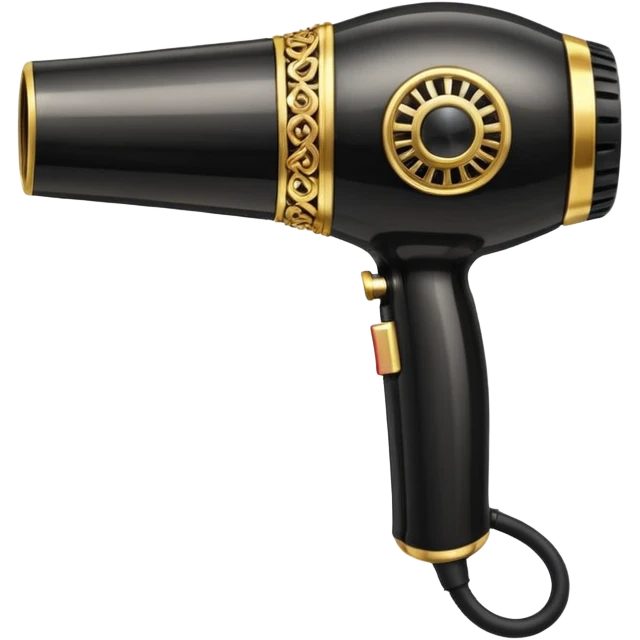 black blow dryer covered in jewelry emoji
