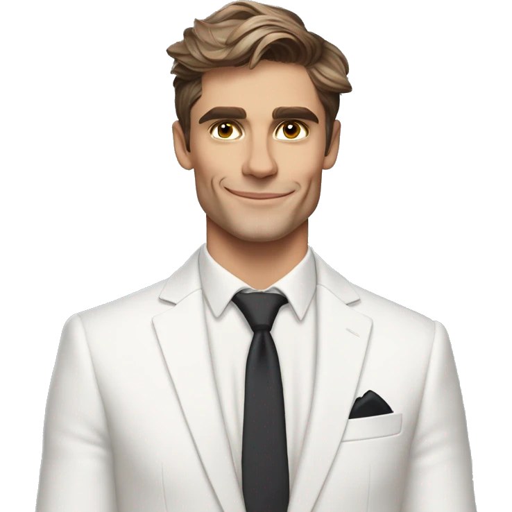 One simple, cute, emoji of Antoni Porowski from Queer Eye in a white suit and tie emoji