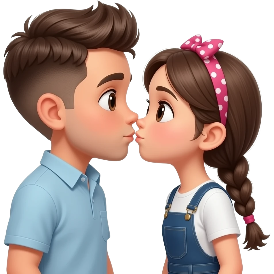 Kahverengi gözlü, Kumral, Buzz Cut saçlı erkek çocuk sı biraz daha uzun olsun ve yanına yakışan bir kız koy öpüşsünler daha çok yapışsınlar sikişsinler kızın saçı arkaya doğru örgülü olsun emoji
