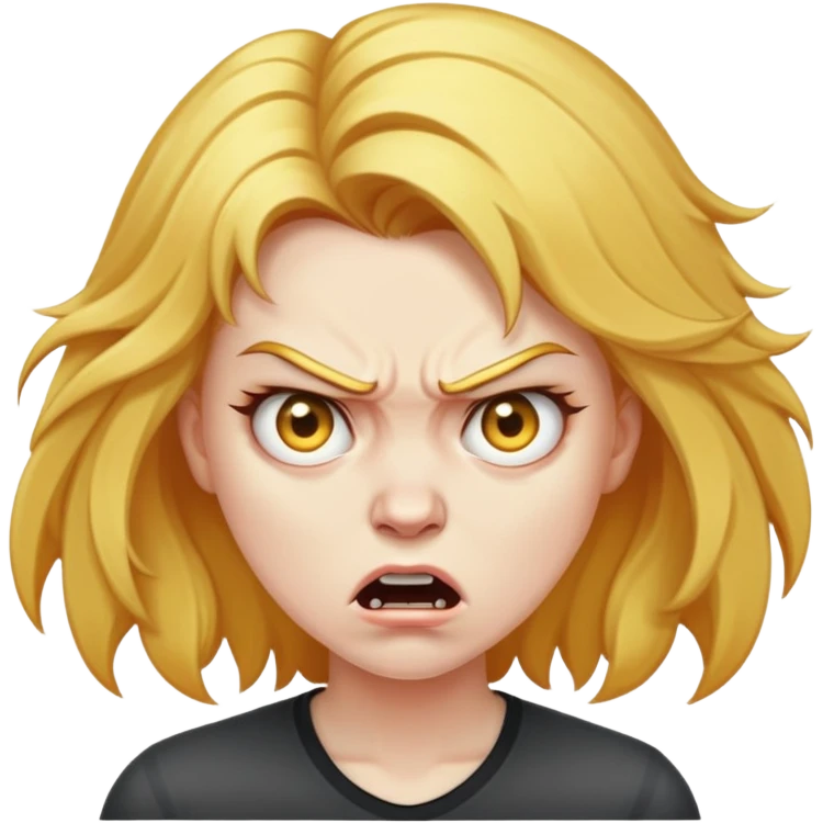 angry woman with weird golden hair emoji