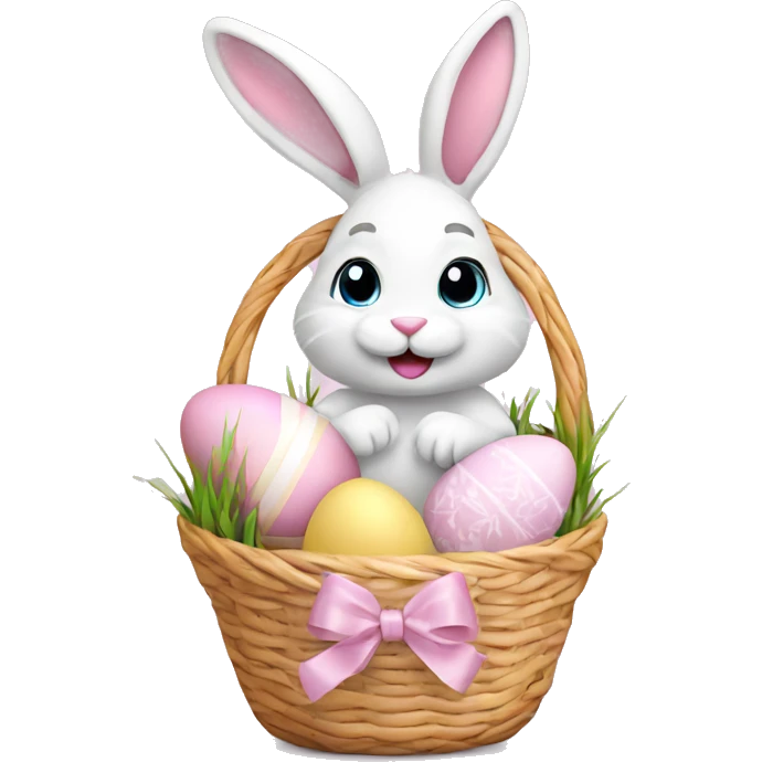 easter bunny with egg light pink basket emoji