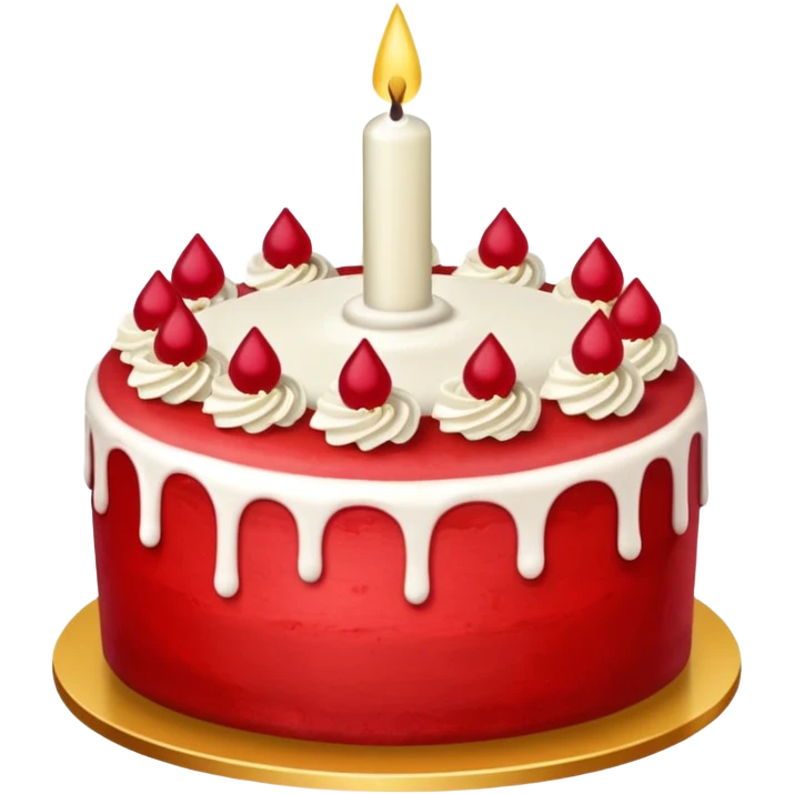 red cake with golden details and sparkles emoji
