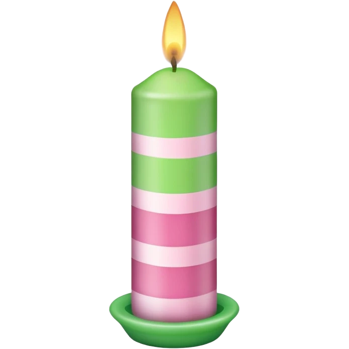 Pink and green striped birthday candle emoji