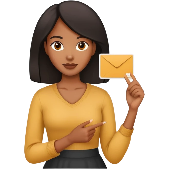 black female standing holding a card in one hand emoji