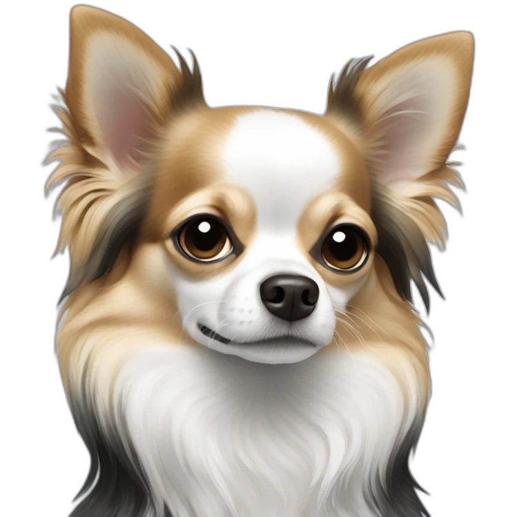 black and white long hair chihuahua emoji