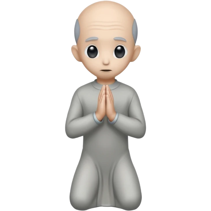fullbody STANDING AND PRAYING HANDS gray alien FROM REAR BACKVIEW emoji