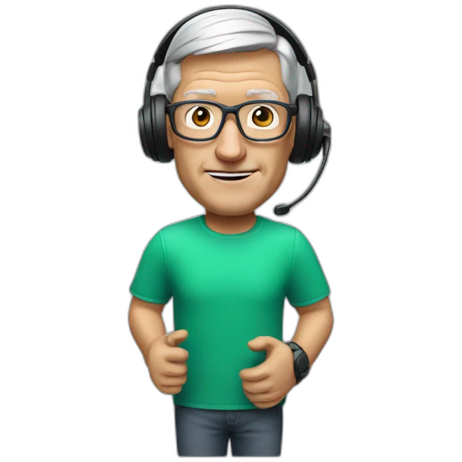 tim cook with ar headset vision pro emoji