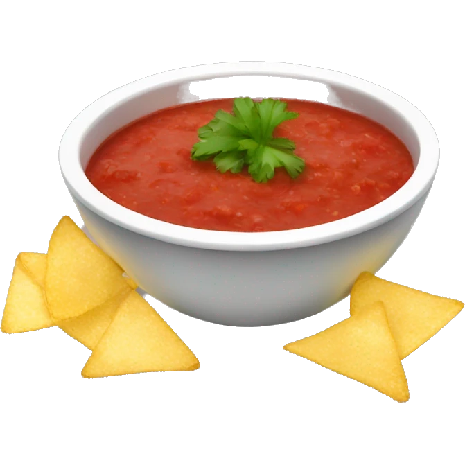 bowl of salsa with chips with margarita  emoji