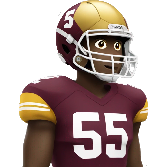football player with face, wearing maroon and gold jersey, number 5 emoji