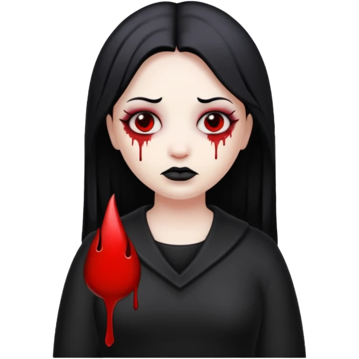Create a emoji saying Goth Mommy the letters to be black and have blood stains on them emoji