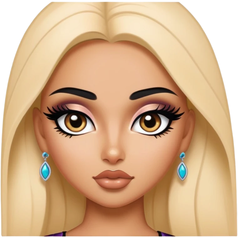 Persian beauty, pretty bratz baddie, black eyeliner, emoji