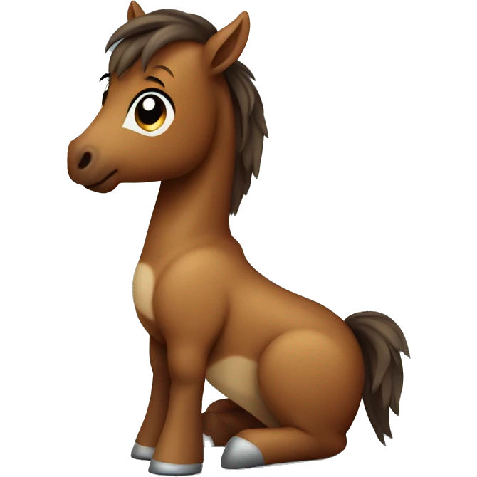 cute brown baby horse sitting up emoji