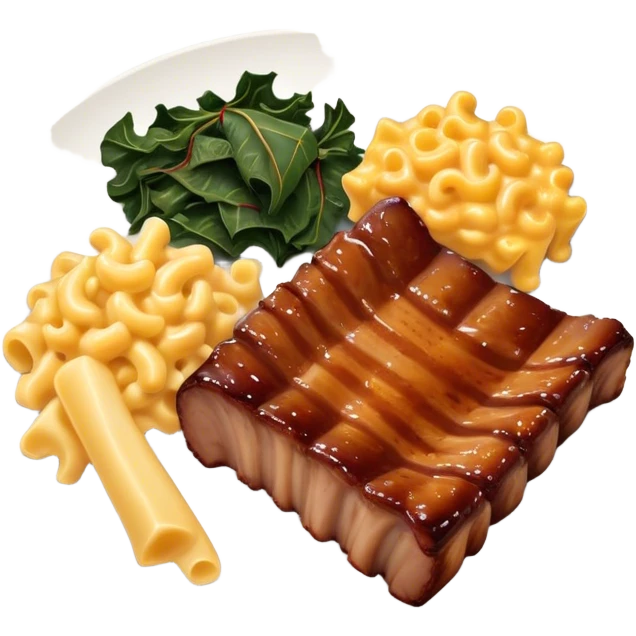 Ribs, mac & cheese collard greens emoji