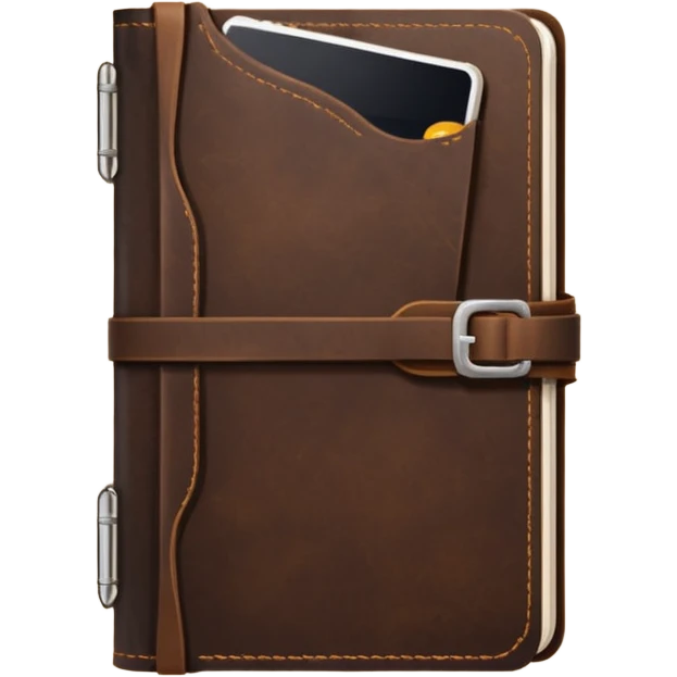 dark brown leather travelers journal emoji