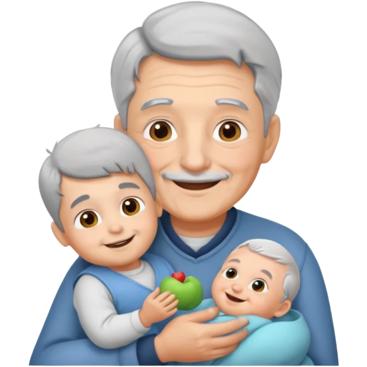 Young grandpa holding grand baby  emoji