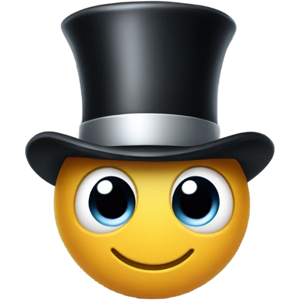 Apple with a top hat emoji