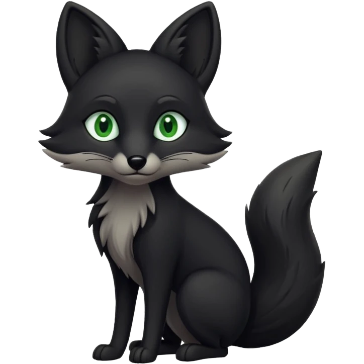 a black fox with green eyes emoji