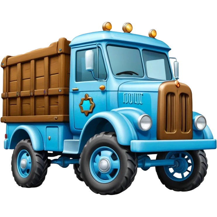 The Flintstones shiny crushed-dark-ice-blue frozen Scooby Doo 1912 antique long-wheelbase cab over off-road moving truck  emoji