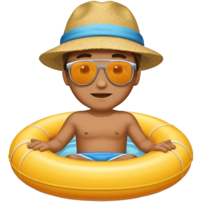 a man floatin on water while sitting on a tube emoji
